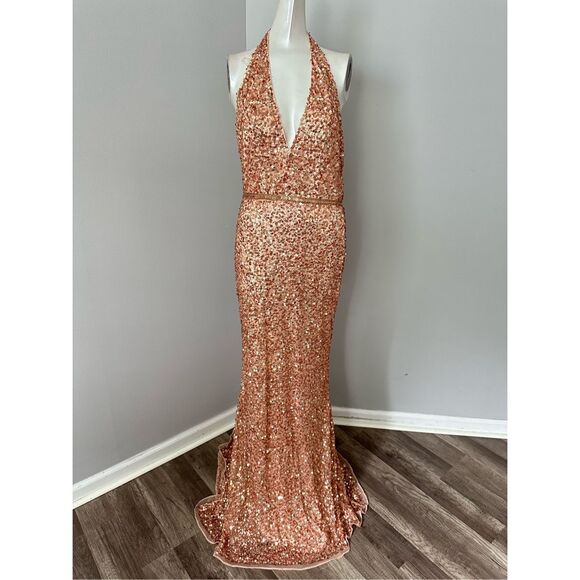 MAC DUGGAL SLEEVELESS HALTER NECK GOWN - Picture 3 of 10